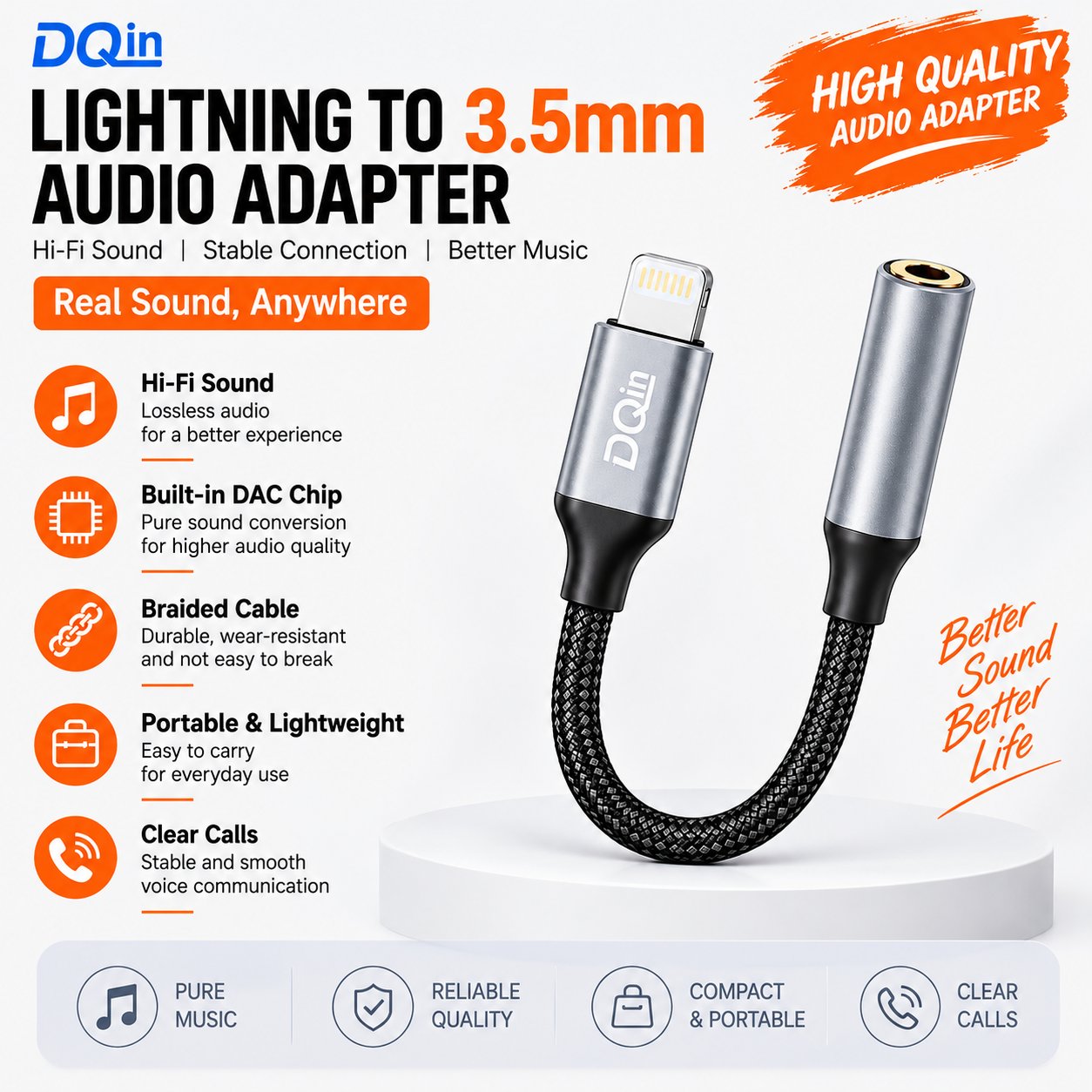 DQin AC02i Lightning audio adapter