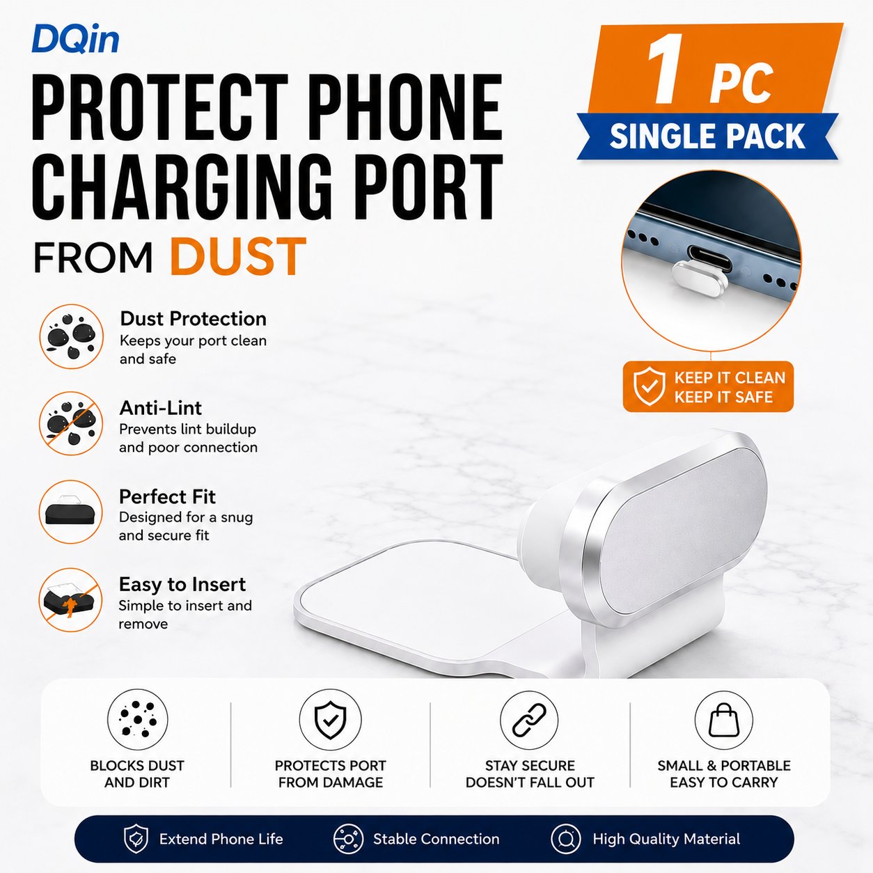 DQin white dust plug